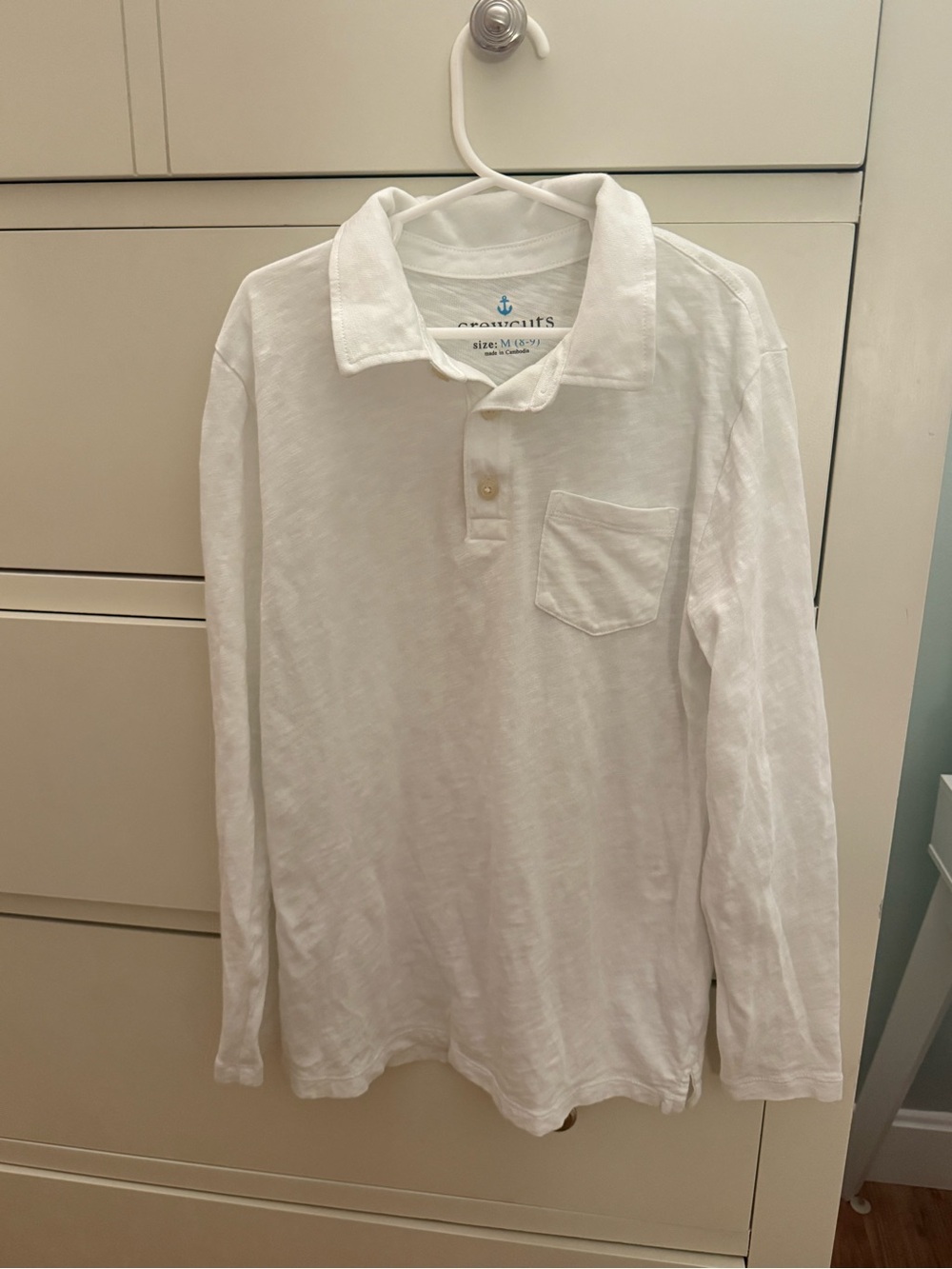 White Long-Sleeve Polo Shirt - boys M